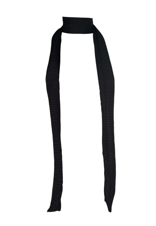 black plissé skinny scarf