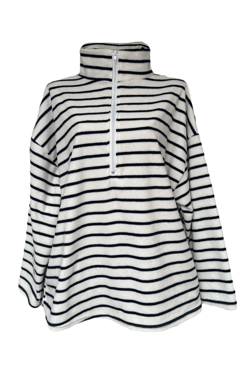 stripe print fleece