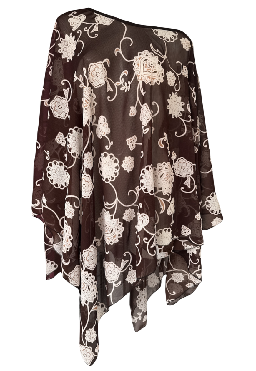 brown flower mesh poncho *launching 14.06.26 20:00BST*