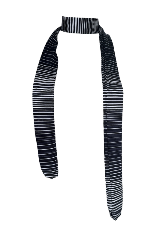 navy stripe plissé skinny scarf