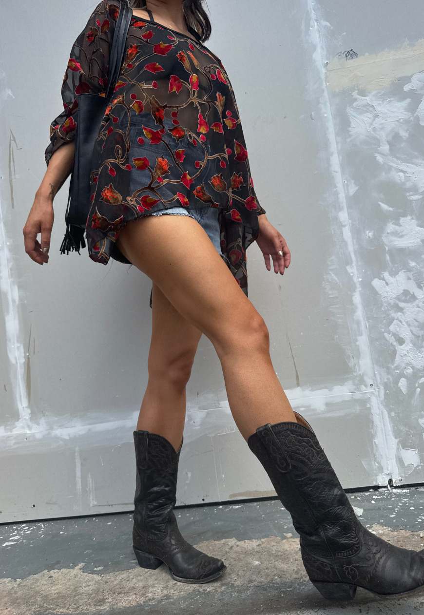 rose mesh poncho