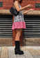 stripe/check reversible ruffle dress