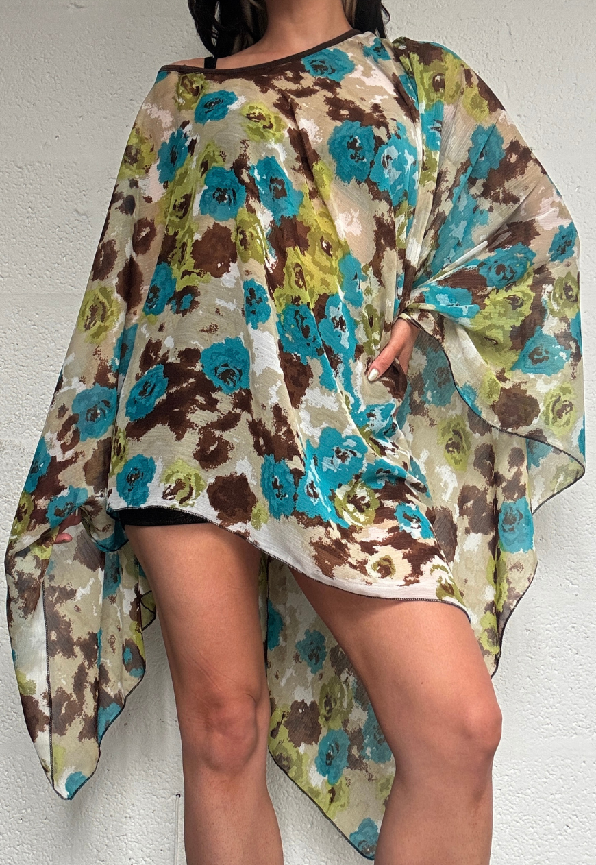 blue & green mesh poncho