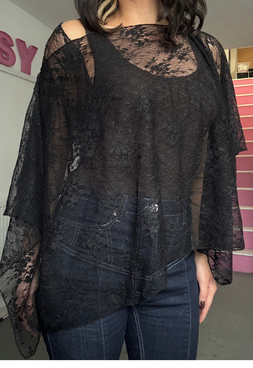 black lace poncho - square