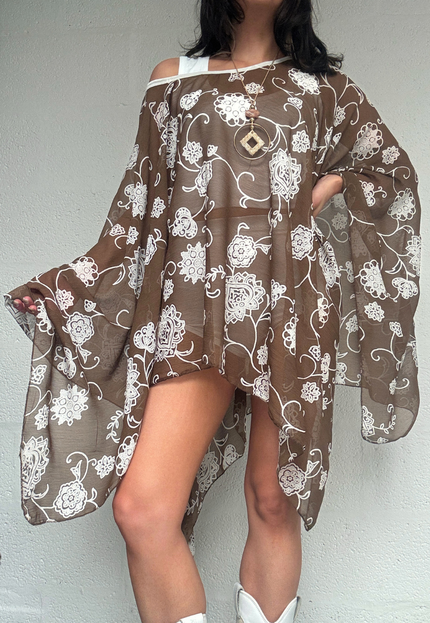 light brown flower mesh poncho *launching 21.06.26 18:00BST*
