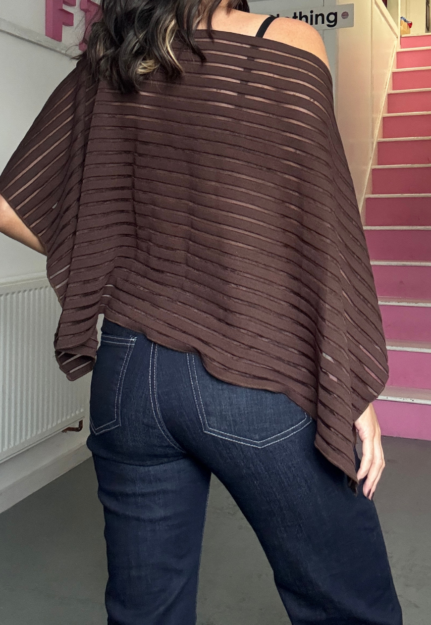 brown stripe poncho