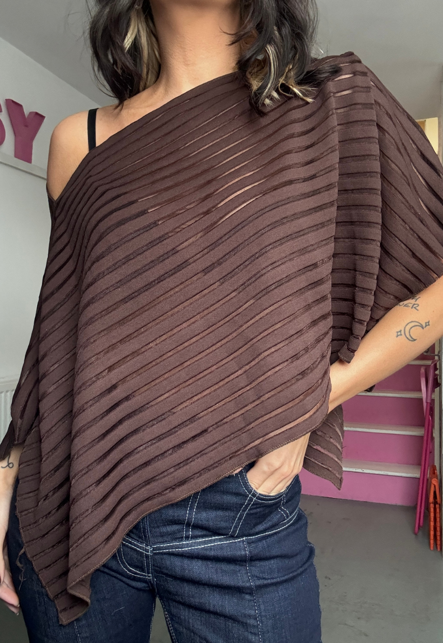 brown stripe poncho