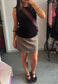 brown ruled wrap skirt *3rd gen*