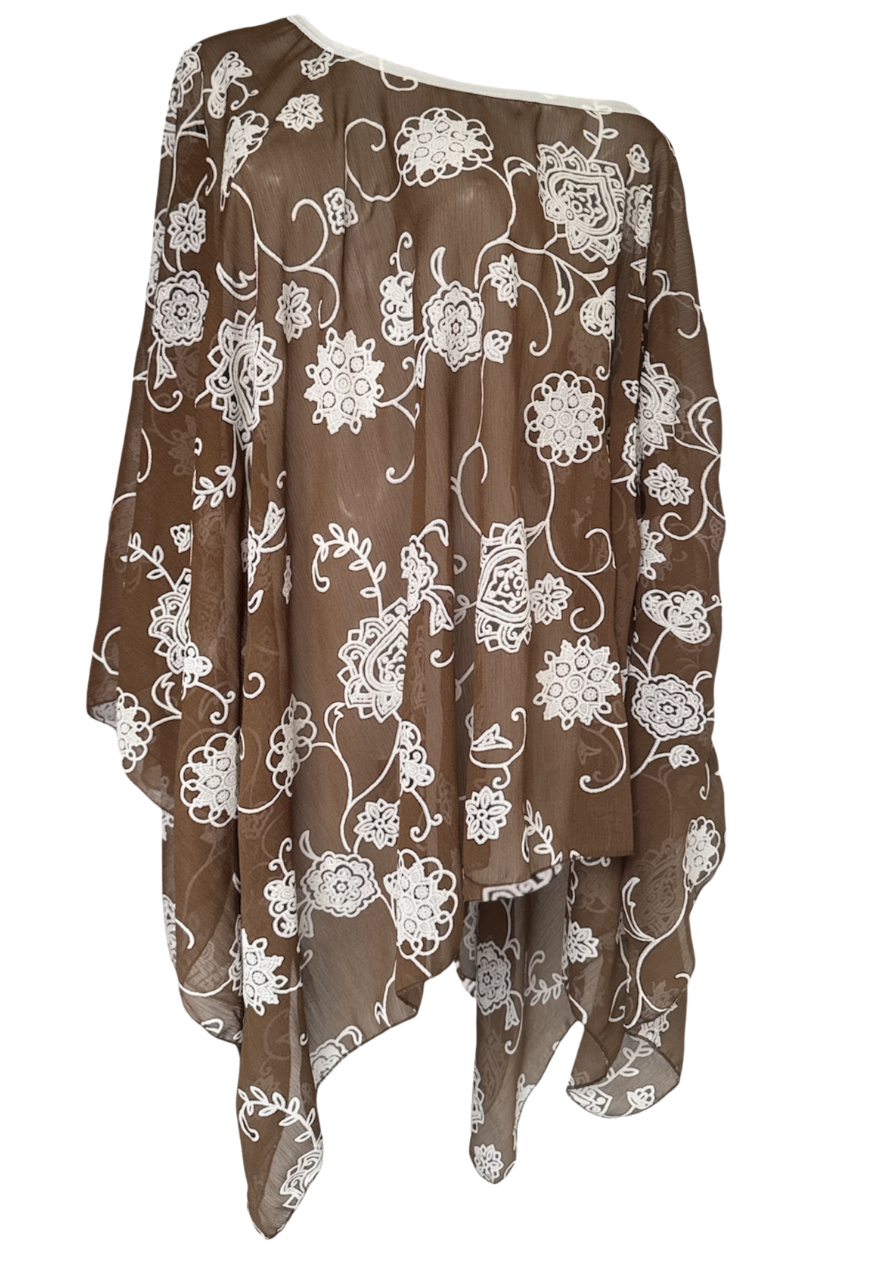 light brown flower mesh poncho *launching 21.06.26 18:00BST*
