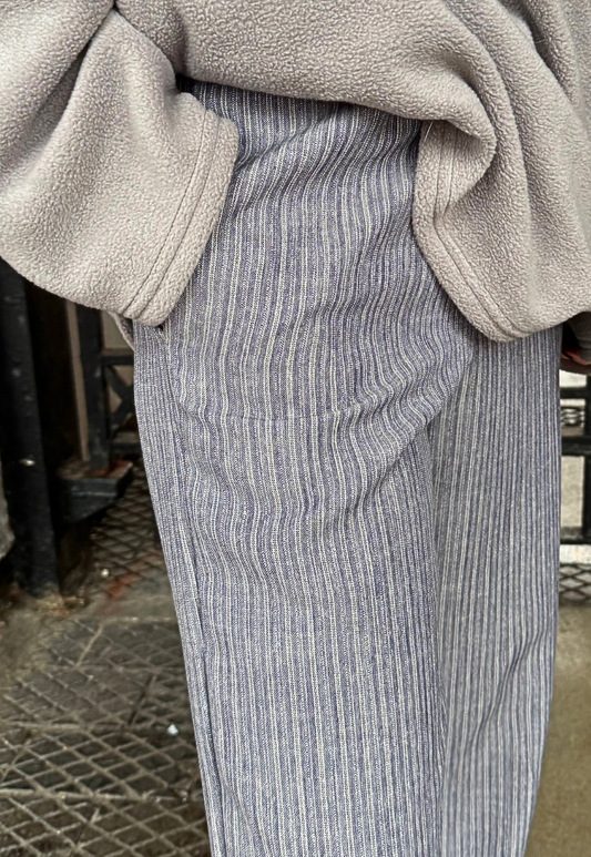 BLUE/GREY STRIPE STAPLE TROUSER - 2XS HISSY FIT LTD