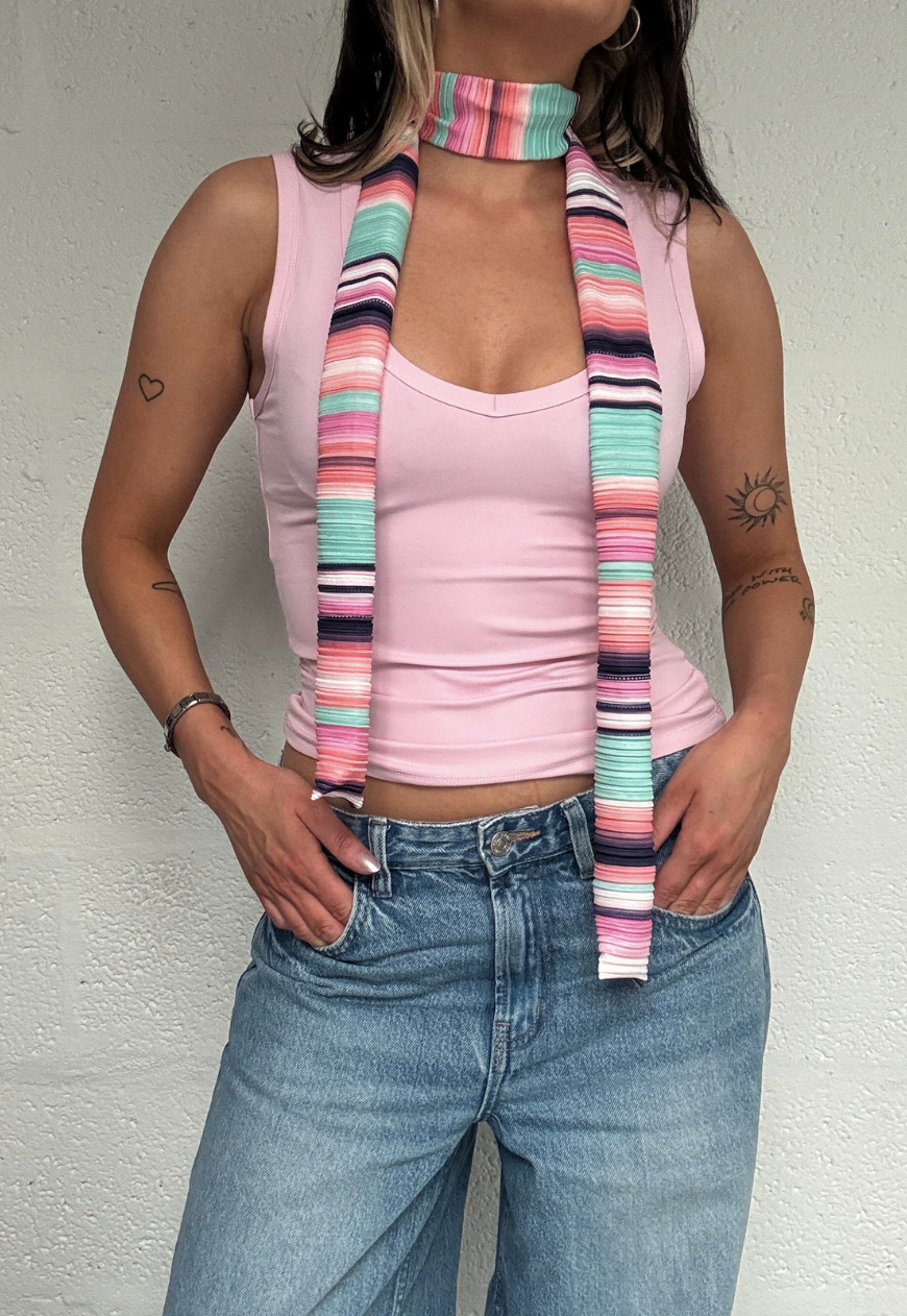 pastel plissé skinny scarf