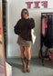 brown ruled wrap skirt *3rd gen*
