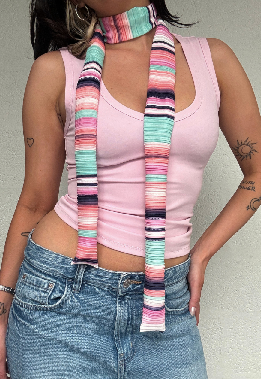 pastel plissé skinny scarf