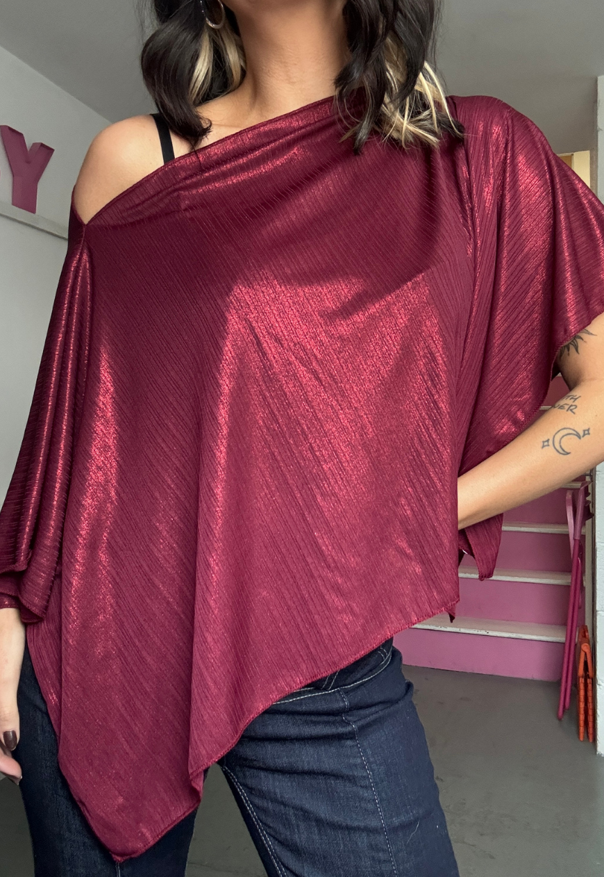 wine shimmer poncho