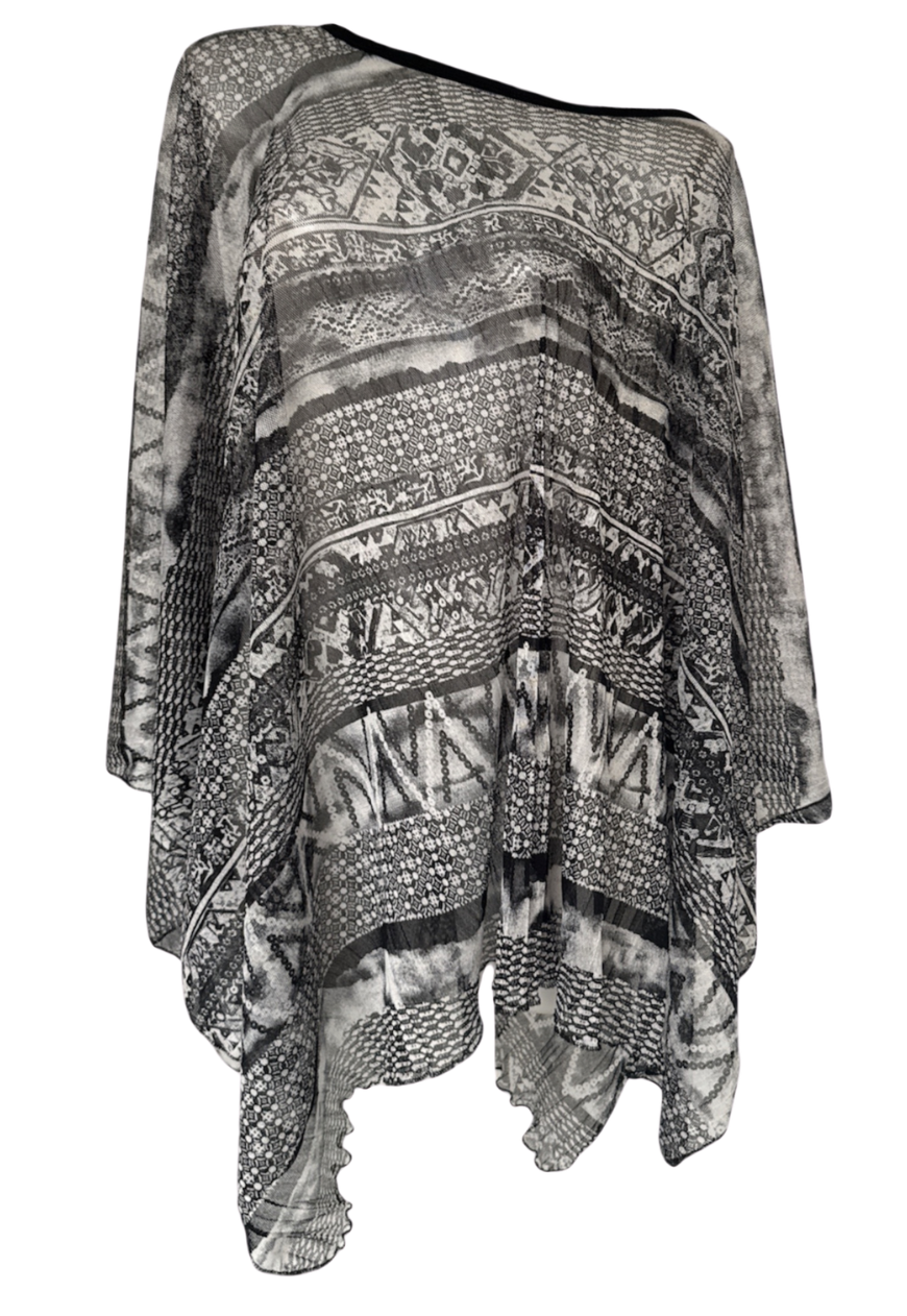 b&w print mesh poncho *coming soon*