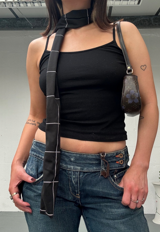 BLACK CHECK SKINNY SCARF - Default Title HISSY FIT LTD