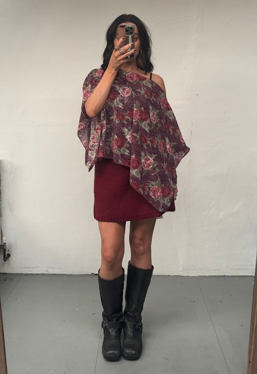 purple rose poncho - square