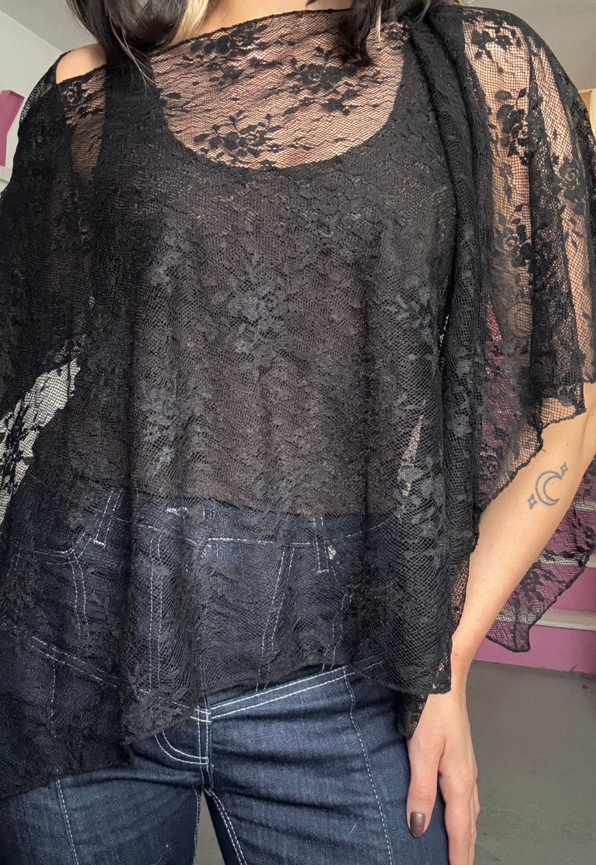 black lace poncho - square