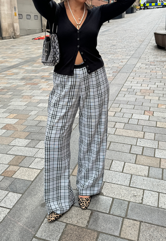 CHECK REVERSIBLE STRAIGHT LEG TROUSERS - XS/S HISSY FIT LTD