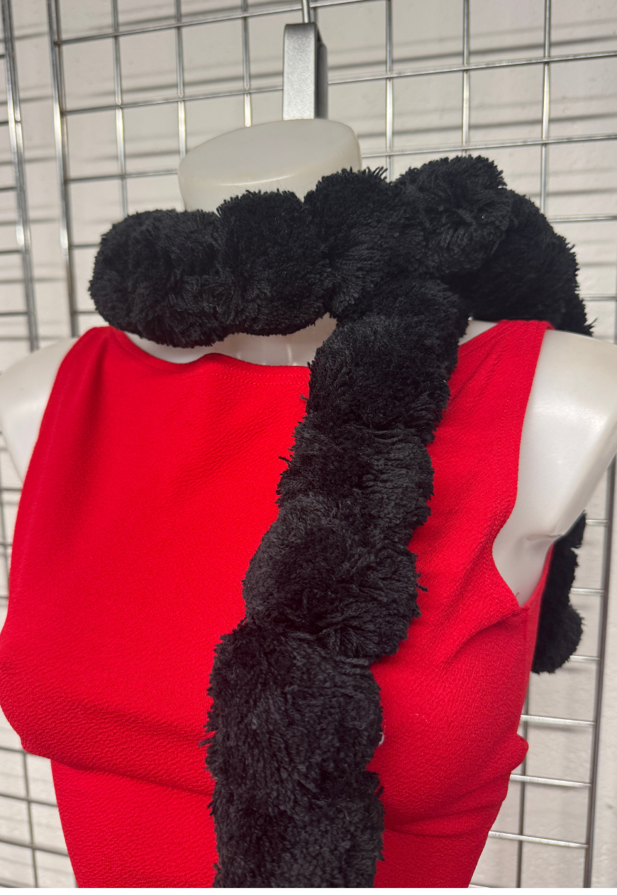 black pom pom scarf