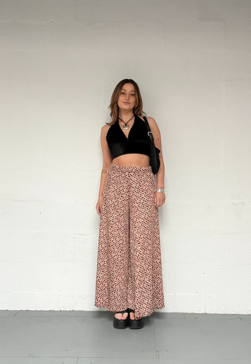 ORANGE FLORAL PALAZZO TROUSERS