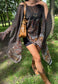 brown paisley mesh poncho *pre-order*