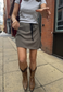 brown ruled wrap skirt