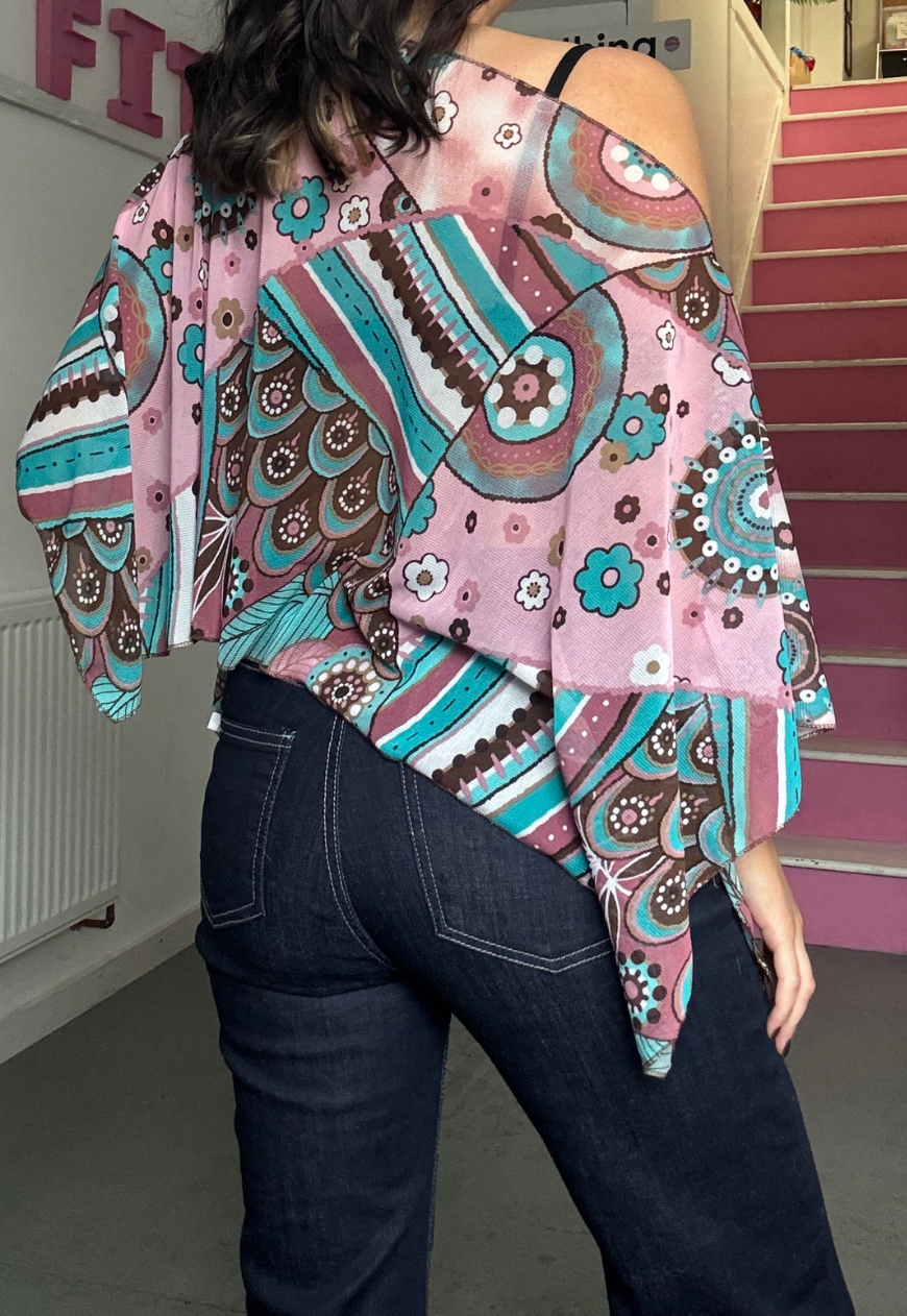 pink flower poncho