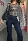 blue print poncho - short