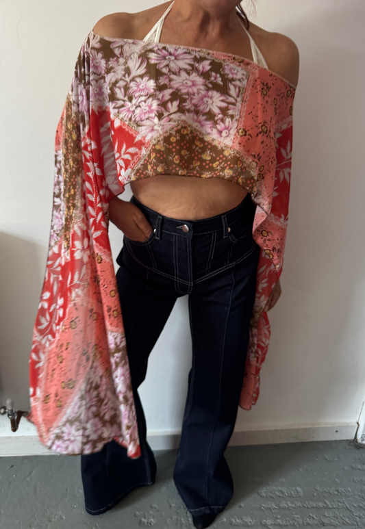 peach patchwork cape