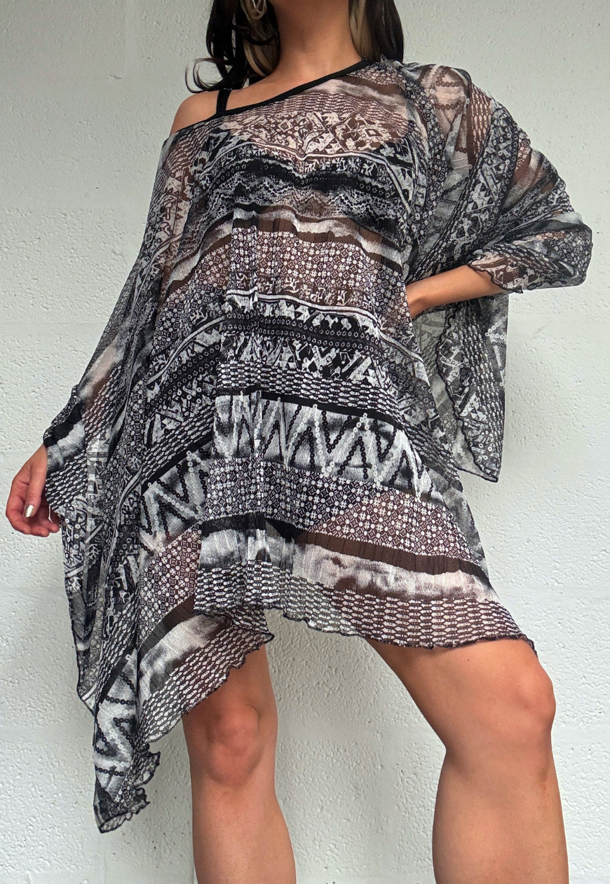 b&w print mesh poncho *coming soon*