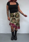 green/pink asymmetric ruffle skirt