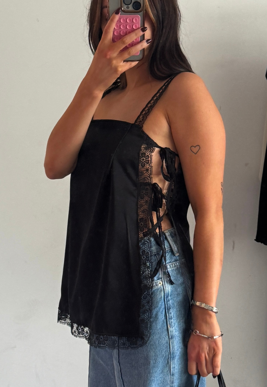 satin & lace babydoll top