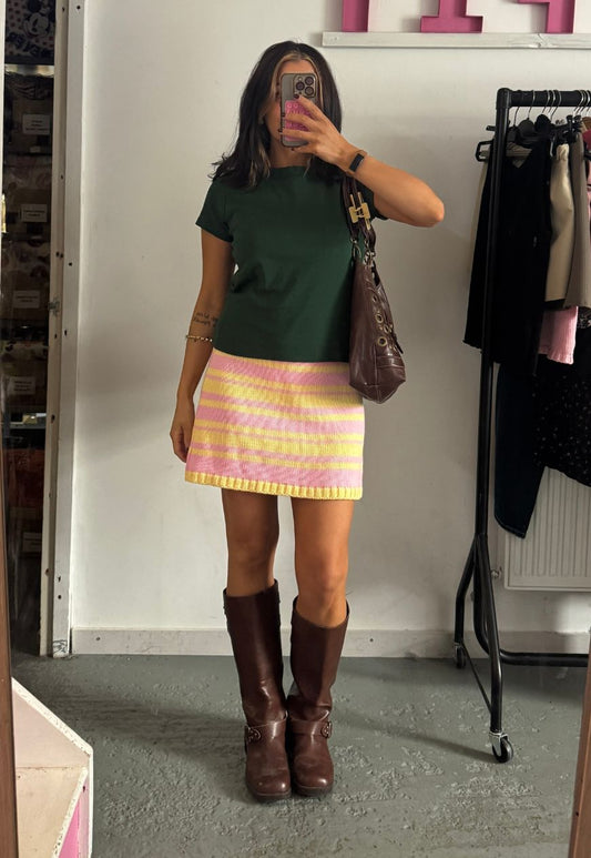 RHUBARB & CUSTARD HISSY KNIT MINI SKIRT