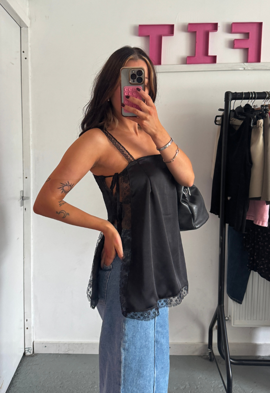 satin & lace babydoll top *pre-order*