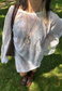 cream flower mesh poncho