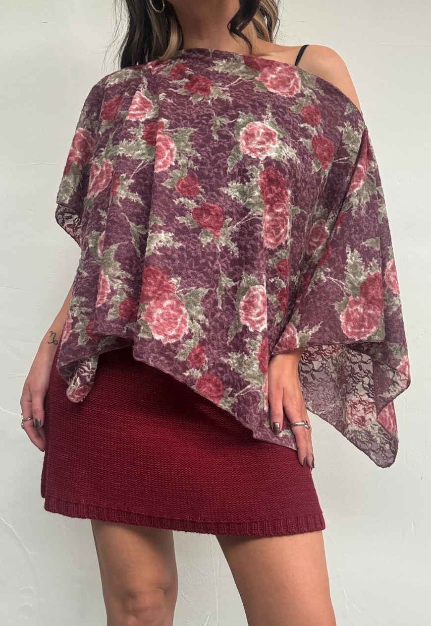 purple rose poncho - square