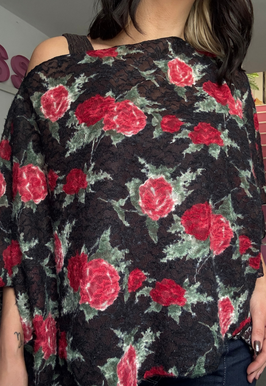 black rose poncho - square