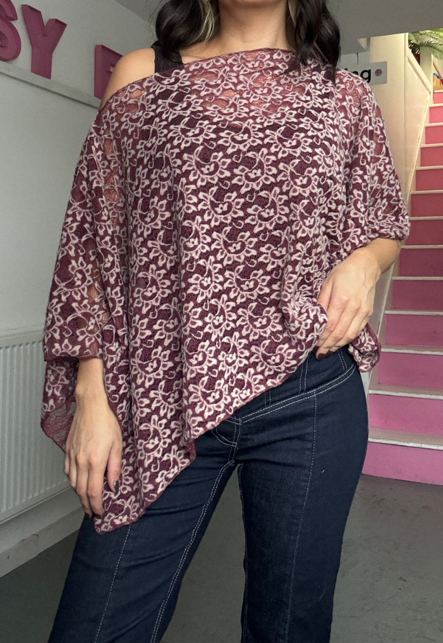 pink indian mango poncho - square