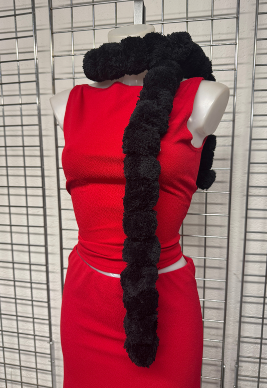 black pom pom scarf