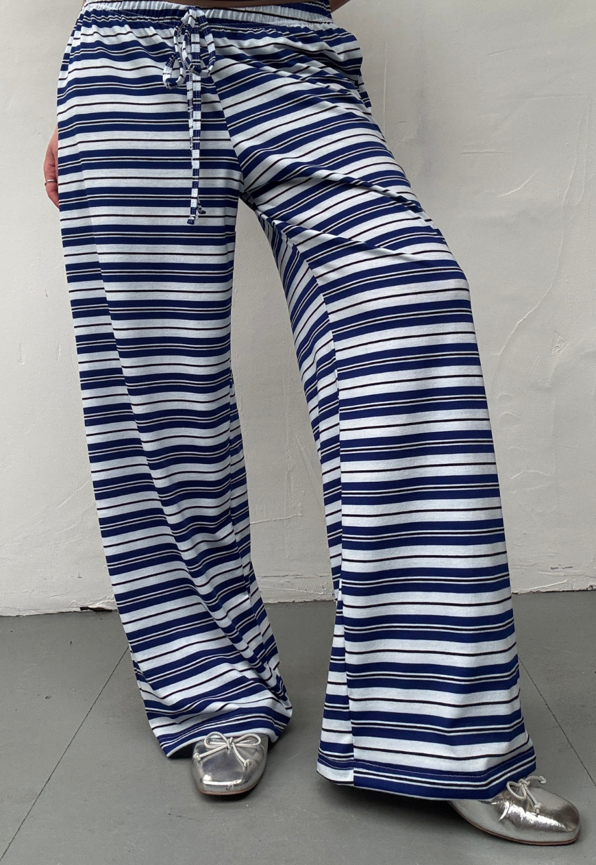 blue stripe soft trousers