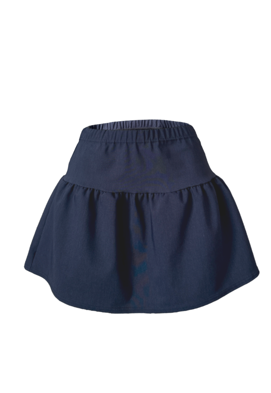 INDIGO BENGALINE RUFFLE SKIRT