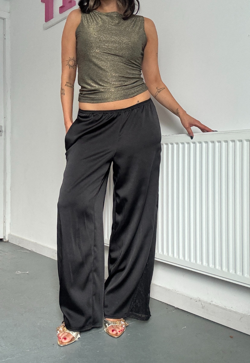 satin & lace straight leg trousers *pre-order*