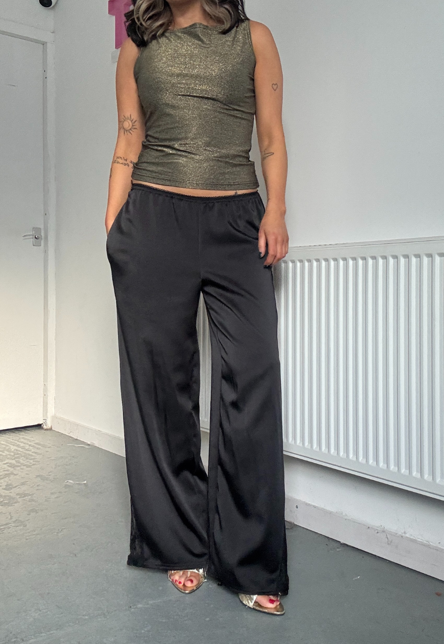 satin & lace straight leg trousers *pre-order*