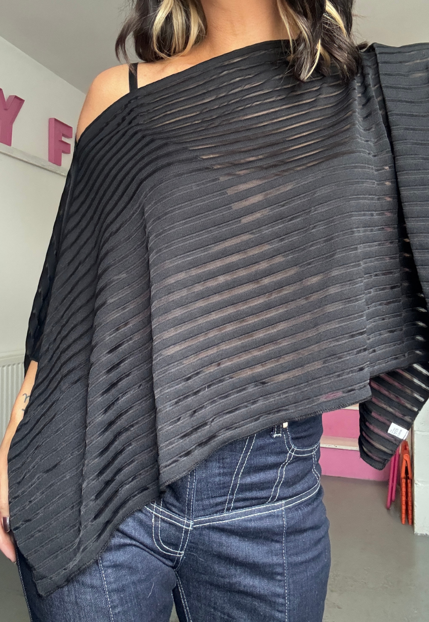 black stripe poncho