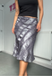 silver satin & lace midi skirt *coming soon*