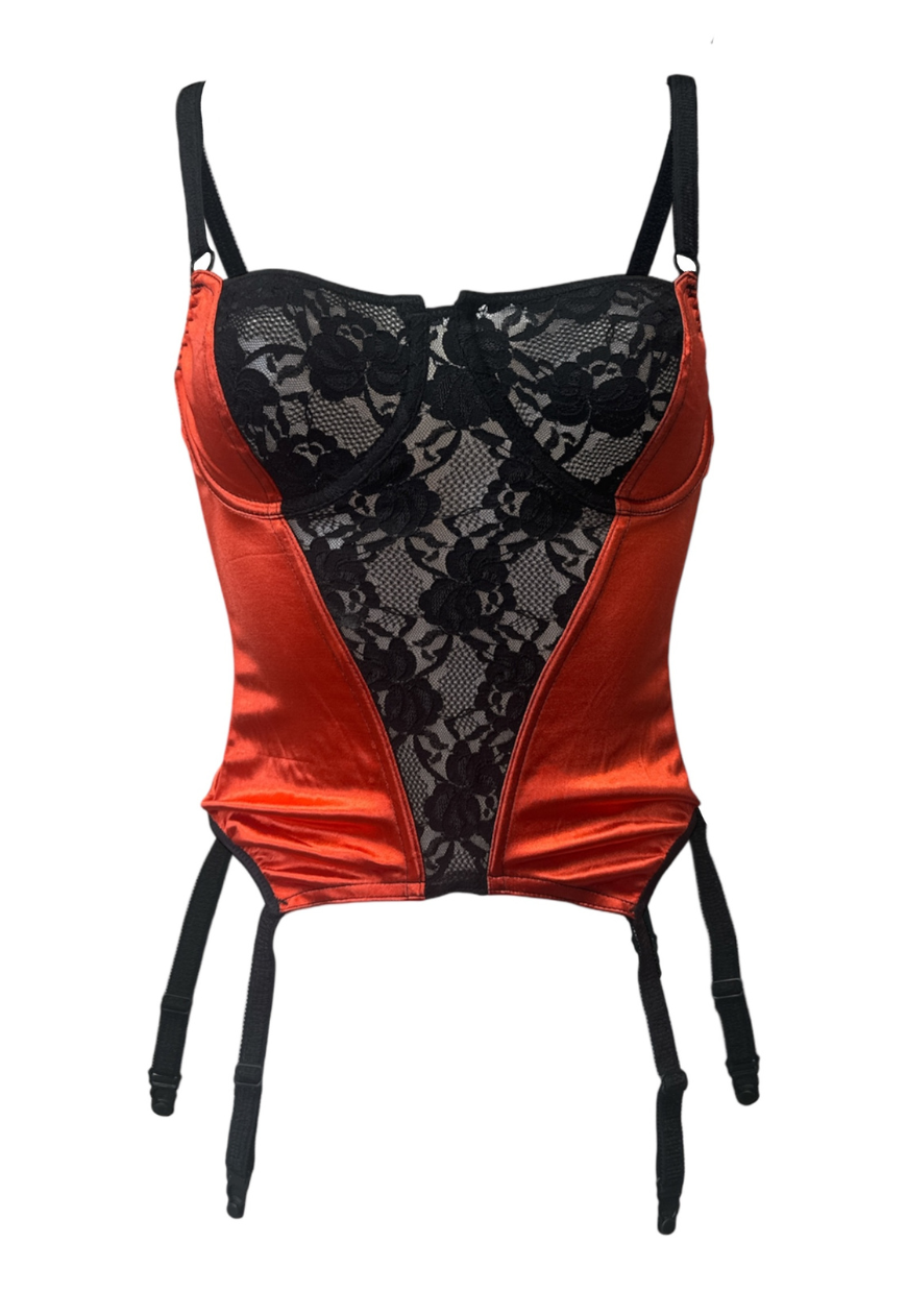 orange satin corset