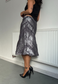 silver satin & lace midi skirt *coming soon*