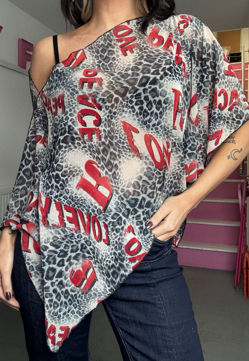 red leopard poncho