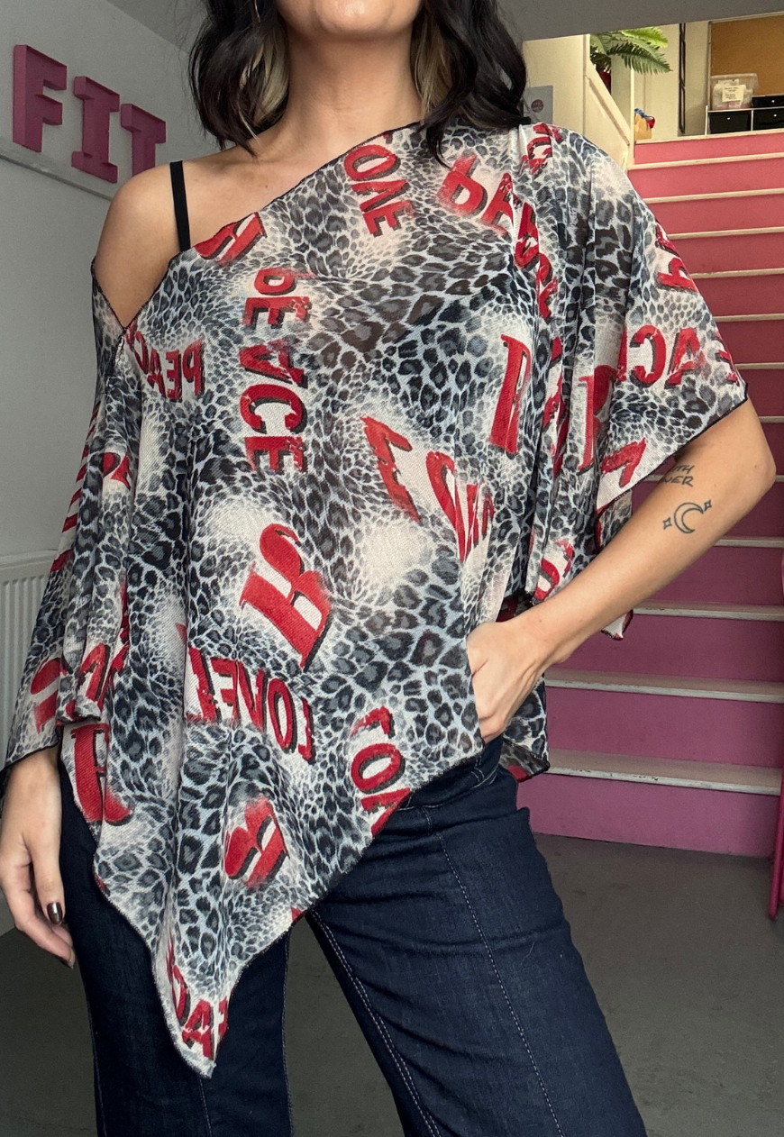 red leopard poncho